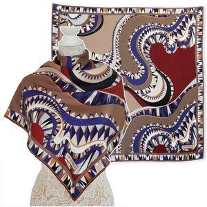 EMILIO PUCCI SCARF MULTI-COLORED PRINT SIGNATURE LOGO SQUARE SCARF 34"